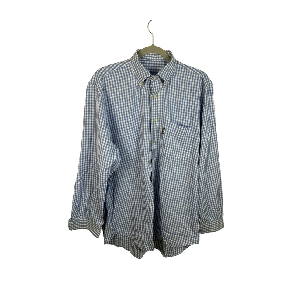 Barbour The Weekend Shirt Mens Medium Blue Gingham Check Button Down Long Sleeve